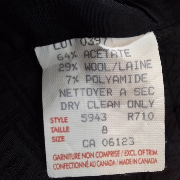 Womans Wool Blend Black Business Career Suit Tailored Blazer Jacket Sz 8 Office - Picture 15 of 16